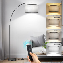 OUTON LED Modern Arc Floor Lamp, Dimmable Standing Lamp with Remote Control & Adjustable Arm, 3000K-6000K, Bulb Included, Tall Corner Lamp for Living