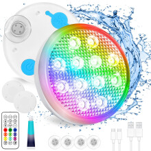 TEPENAR Rechargeable Underwater Pool Light - IP68 Waterproof LED with Remote, 16-Color Changing, Magnetic Hot Tub Lights
