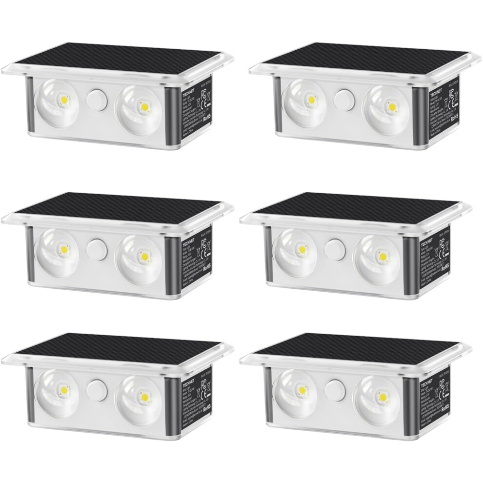 Tecknet Solar Fence Lights, 6 Pack Up-Down Lighting Solar Lights Outdoor Garden, Warm White & Rgb 8 Colors, Solar Powered Wall Lights Ip66 Waterproof