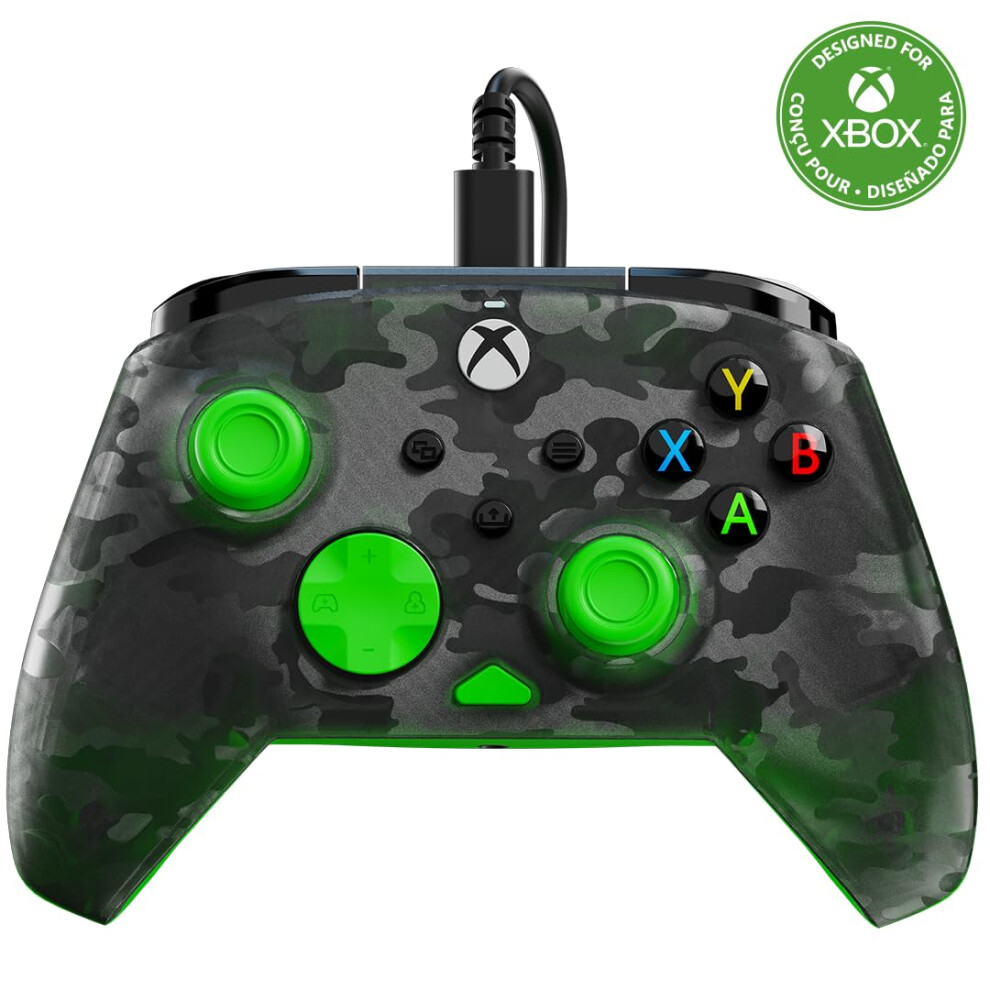 Turtle Beach Rematch Core And Ghost Camo Wired Gaming Controller With Audio Controls, Rumble Motors And Impulse Triggers – Licensed For Green/Black