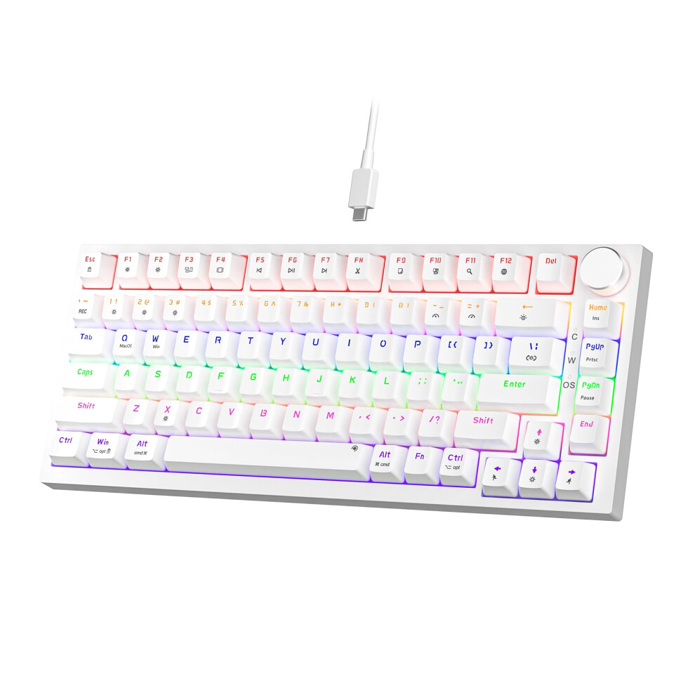 Newmen Gm326 Mechanical Keyboard,Wired Gaming Keyboard,75% Percent Tkl Hot Swappable Compact Led Backlit Usb C Mechanical Gaming Keyboards With Knob 5000183099247