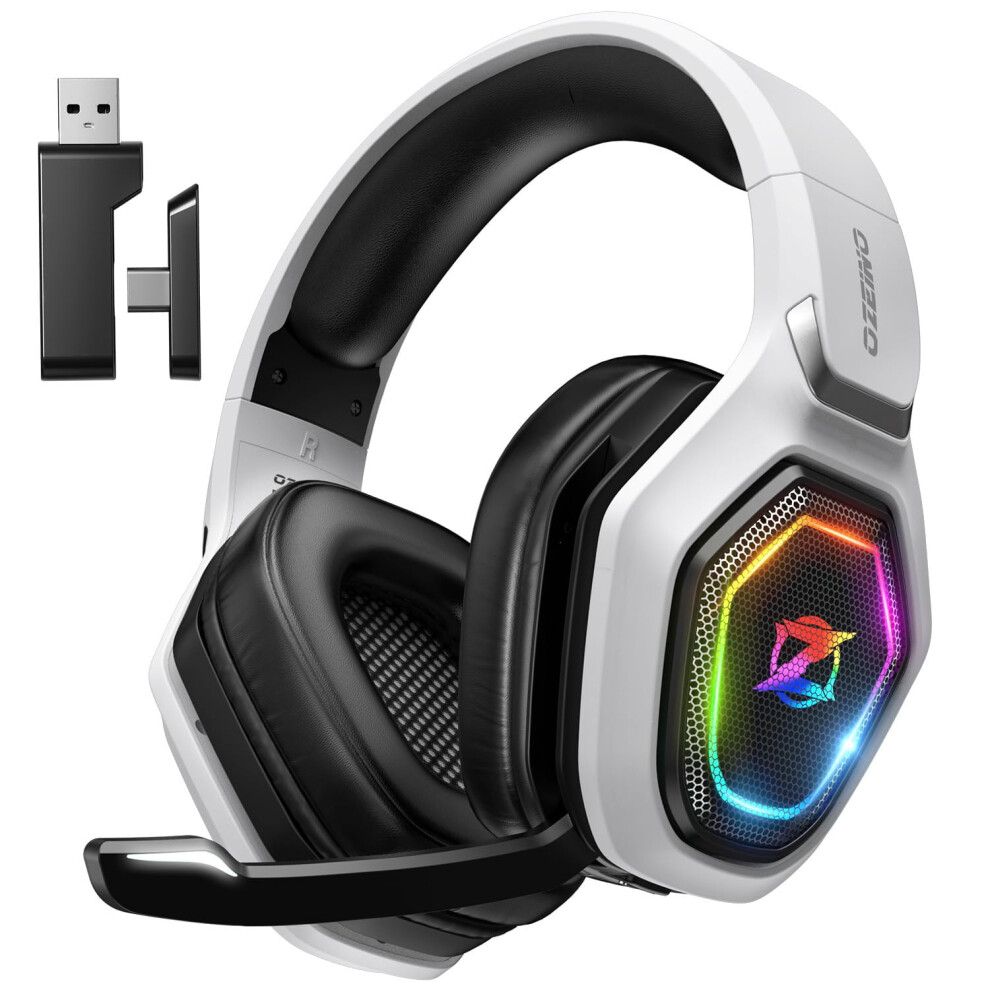 Ozeino Wireless Gaming Headset With Microphone, 2.4G & Type C Transmitter - 40H Battery Life - Rgb Lighting Gaming Headphones For Ps5, Ps4, Pc, Phone 5003366087246