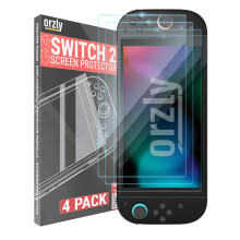 Orzly Glass Screen Protector for Nintendo Switch 2 Console 2025 Screen Size 7.9 inch 4 Pack. No Bubbles Easy Installation Anti Scratch Edition