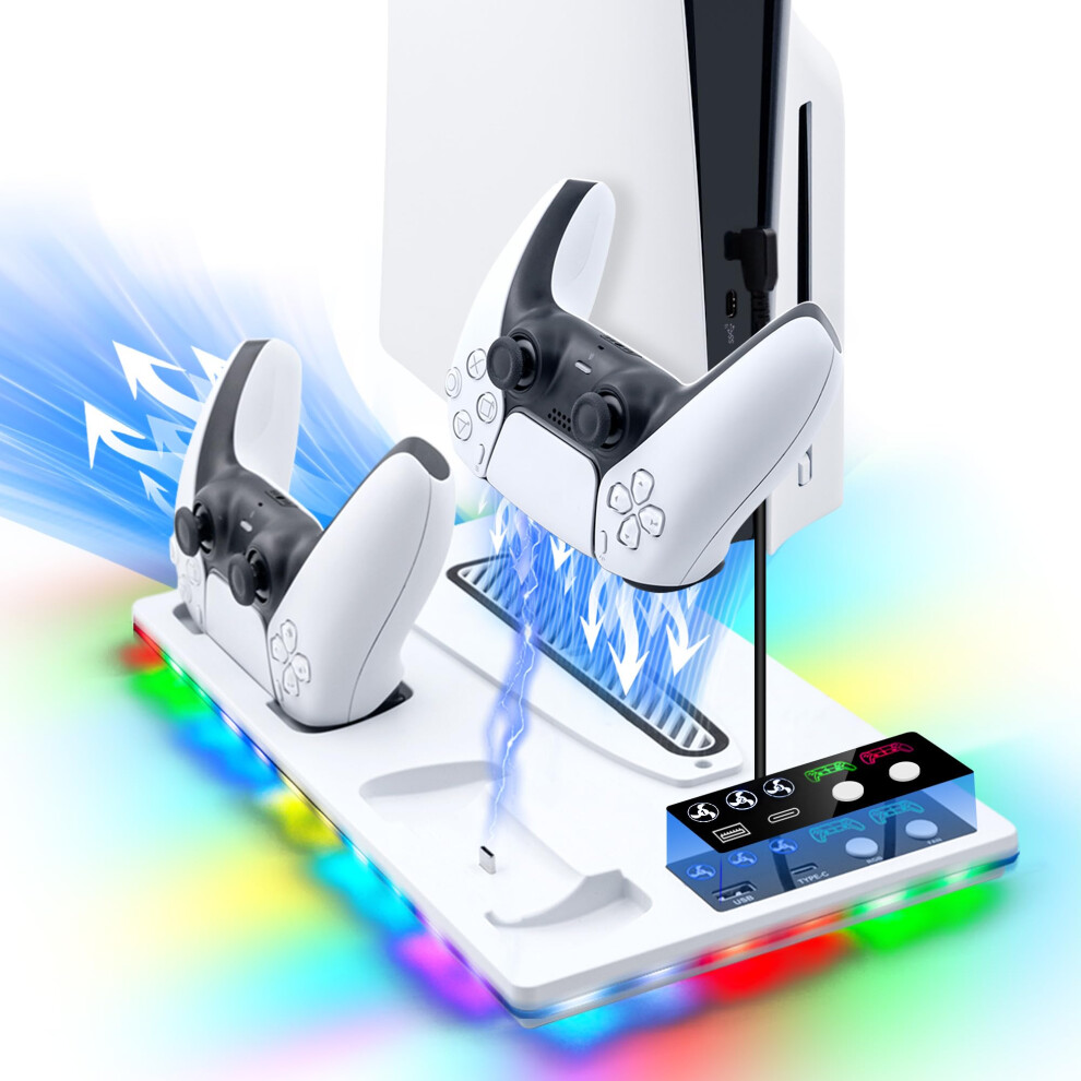 Mcbazel Ps5/Slim/Pro Cooling Station With Dual Controller Charging Station For Playsation 5 Disc/Digital Console, Ps5/Slim/Pro Cooling Stand With Rgb 5001099147077