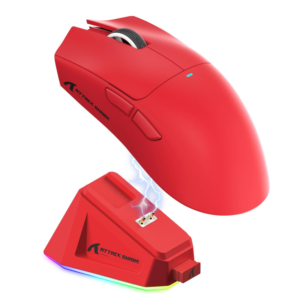 Attack Shark X11 Gaming Mouse With Magnetic Charging Dock, Pixart Paw3311 Gaming Sensor, Bt/2.4G Wireless/Wired Gaming Mouse, 22000 Dpi, Office Mice 5007778508412