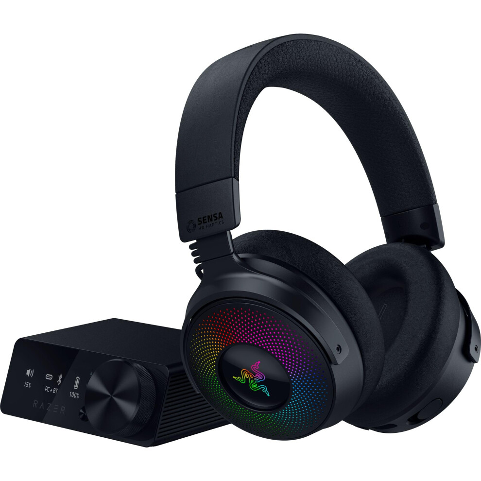 Razer Kraken V4 Pro - Wireless Gaming-Headset With Oled Control Hub - Sensa Hd Haptics - Triforce 40Mm Drivers - Hyperspeed & Bluetooth - Thx Spatial