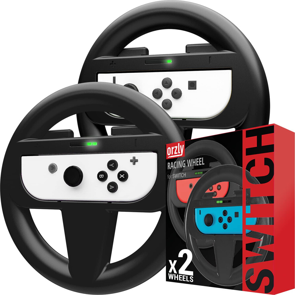 Orzly Steering Wheels For Nintendo Switch & Oled Joy-Cons, Racing Wheels For Mario Kart 8 Deluxe [Mariokart Switch Steering Wheel Joycon Controller A 5005037468460