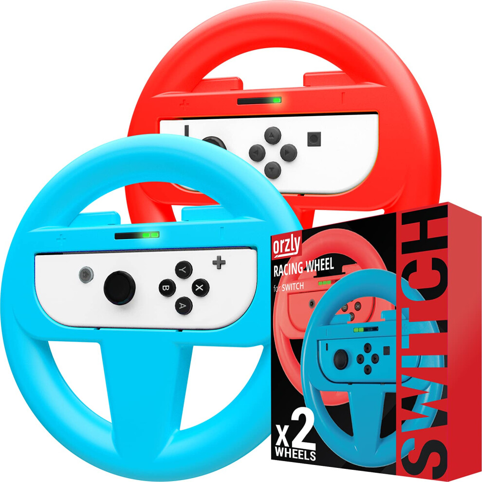 Orzly Steering Wheels For Nintendo Switch & Oled Joycons, Racing Wheels For Mario Kart 8 Deluxe [Mariokart Switch Steering Wheel Joycon Controller At 5000803658403