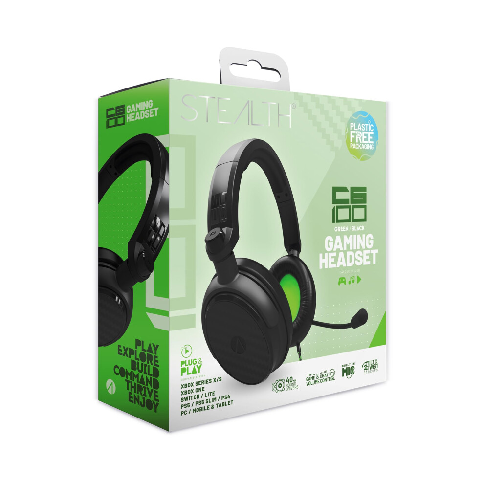 Stealth C6-100 Gaming Headset Range (Green) Green 5007380717493