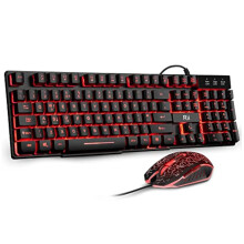 Rii RK108 Gaming Keyboard and Mouse Set,Wired LED Light Up Keyboard Mouse with 3 Colors Backlit (Red/Purple/Blue),Compatible with PC,Laptop,Windows,Ga