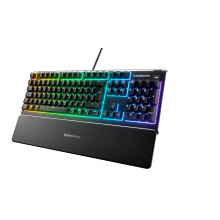 SteelSeries Apex 3 - Gaming Keyboard - Silent Gaming Keyboard - 10-Zone RGB Illumination - IP32 Water & Dust Resistant - Premium Magnetic Wrist Rest