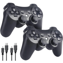 Sefitopher Wireless Controller for PS3, Bluetooth Gamepad with DualShock & Charging Cable, Compatible with PlayStation 3 (2XBlack)