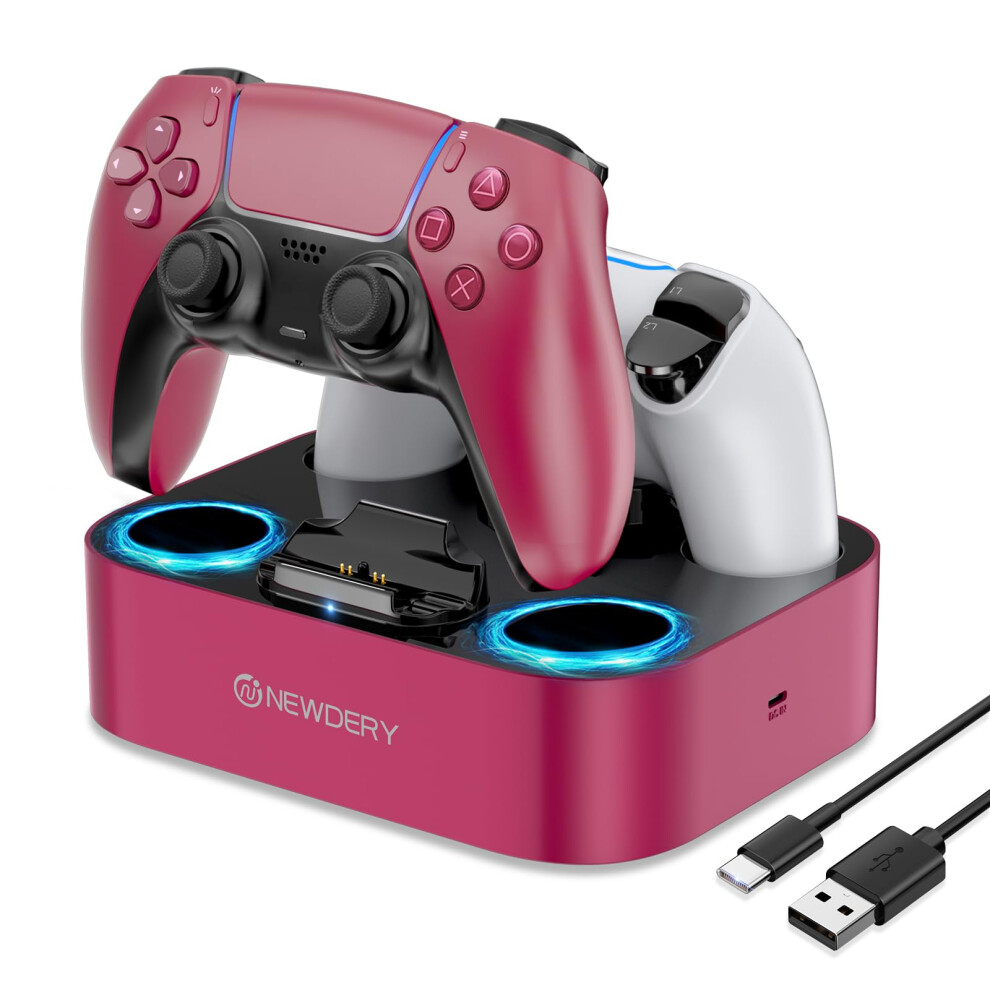 Newdery Ps5 Controller Charger Station For Dualsense Edge Controller, Fast Charging Dock Stand With Cable, Dual Controller Charging Station For Plays 5002341859939