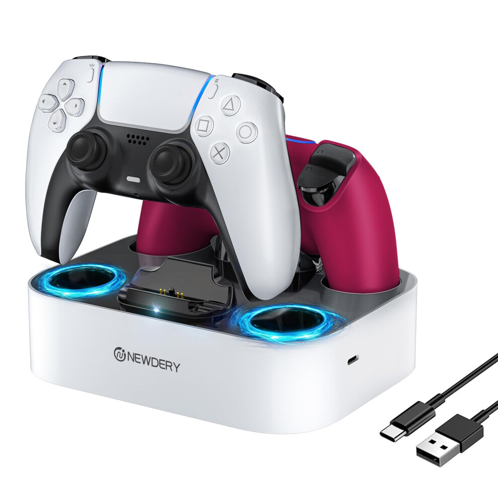 Newdery Ps5 Controller Charger Station For Dualsense Edge Controller, Fast Charging Dock Stand With Cable, Dual Controller Charging Station For Plays 5001836018431