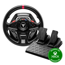 Thrustmaster T128 – Wired Racing Wheel with Dynamic Force Feedback – Sim Racing Bundle with Magnetic Pedal Set and Cables – Compatible with Xbox