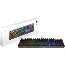 MSI STRIKE 600, QWERTY, UK Layout - KAILH MIDNIGHT PRO SILENT TACTILE SWITCHES - Ergonomic Keycaps, Anti-slip Base, Per-key RGB Mystic Light, USB 2.0