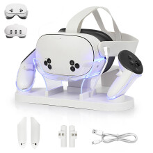 Growalleter for MetaQuest 3S/Quest 3 Charging Dock, VR Charger Station Stand for MetaQuest 3S/3 Storage, w/LED Indicator Light and 2 Touch Controller