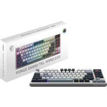 MSI FORGE GK600 TKL WIRELESS SKY, QWERTY, UK Layout - MECHANICAL LINEAR SWITCHES - Dye-Sublimated PBT Keycaps, Anti-slip Base, RGB LED, USB 2.0, Blue