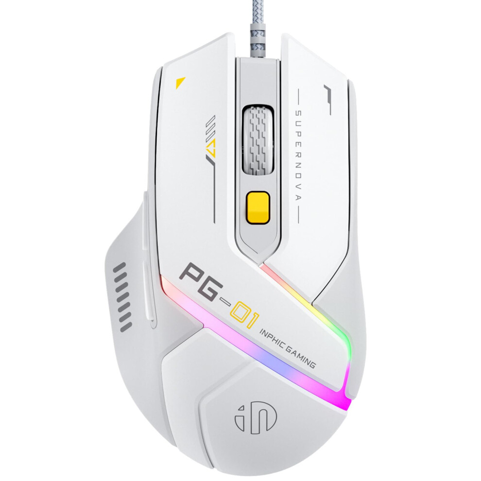 Inphic Pg1 Gaming Mouse, Rgb Gamer Mouse Wired With 6 Programmable Buttons, 12800 Dpi Tracking, Chroma Rgb Backlit, Pc Computer Mice For Windows/Mac, 5009140344802