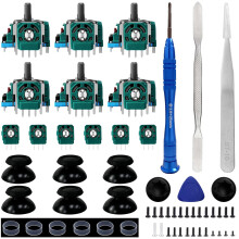 6 Pack Joysticks Replacement for PS5 Controller,HLRAO Analog 3D Joysticks Replacement Compatible with PlayStation 5 Controller Part with Repair Screw