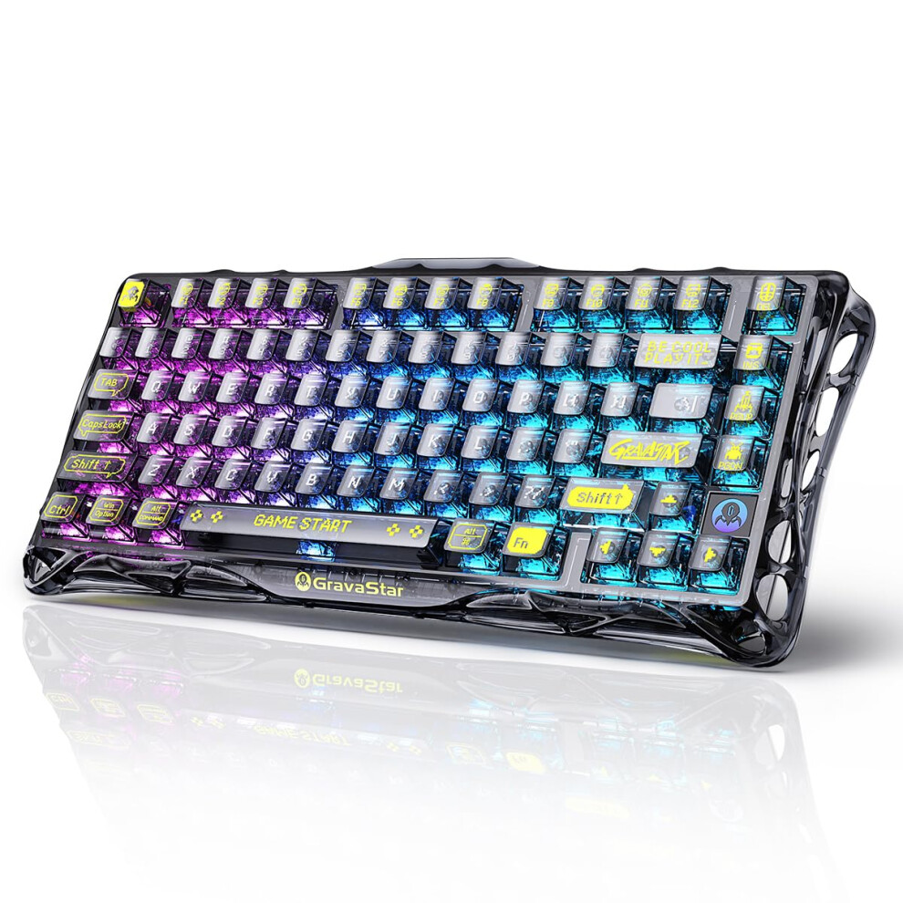 Gravastar Mercury K1 Lite 75% Gaming Keyboard, 2.4Ghz/Bt/Wired Tri-Mode Wireless Keyboard, Gasket Hot Swappable Mechanical Keyboard, Pre-Lubed Linear 5008921226757