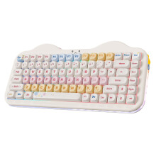 YUNZII C75 Wireless Mechanical Keyboard, 75% Layout Hot Swappable Creamy Keyboard NKRO, PBT MOA Keycaps RGB Backlit Gasket Mount, Cute Cake Design BT