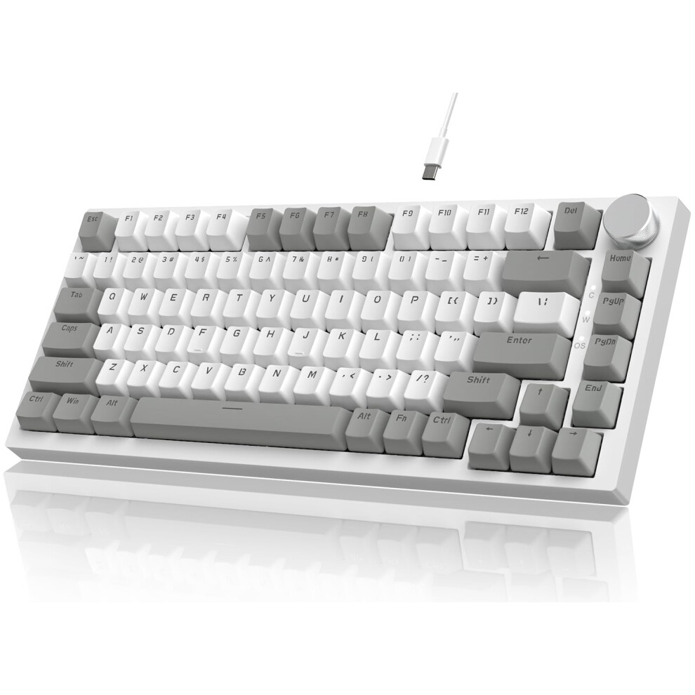 Yindiao Ak820 Mechanical Keyboard With Cnc Knob Control,75% Ansi Layout,82Keys Gasket Mount Wired Gaming Keyboard,5 Sound Absorbing Foam,Hot-Swappabl 5007810168536