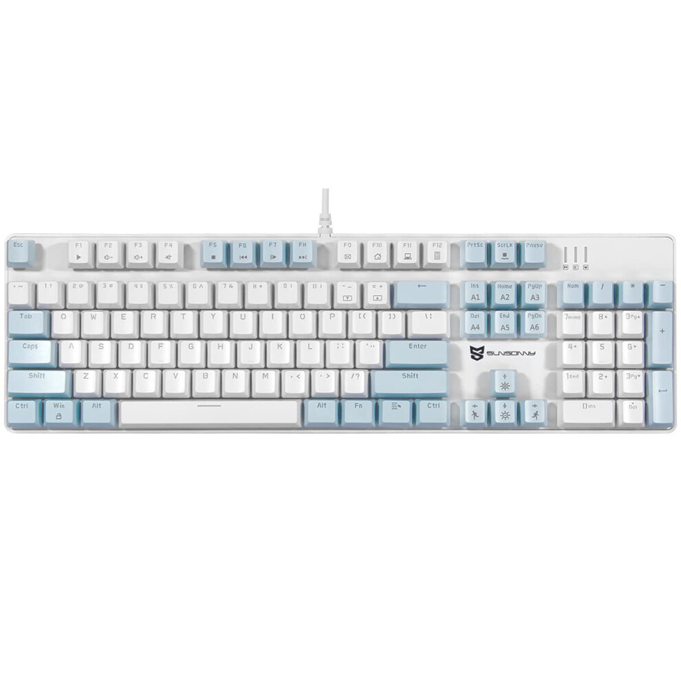 Qisan Mechanical Gaming Keyboard Wired Ice Led Backlit Keyboard Switch Full Size 104 Keys Us Layout | Computer Keyboards | Gaming Accessor Blue/Brown 5005982980604
