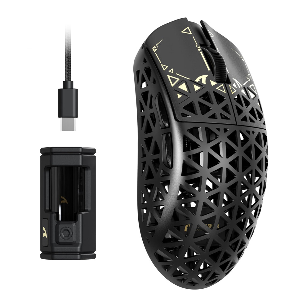 Attack Shark R5 Ultra Carbon Fibre Hyperspeed Wireless Gaming Mouse, 39G Ultralight Mice, 2.4G/Bt/Usb-C Wired, Pixart Paw3950max Sensor, 8000Hz Wirel 5008583640014