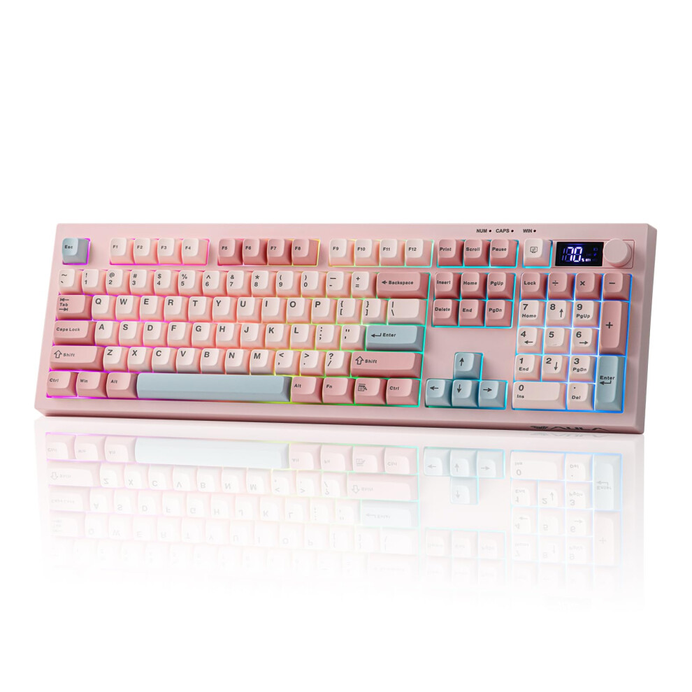 Epomaker Aula S102 Pro Membrane Gaming Keyboard With Tft Screen, Volume Knob & Number Pad, Bt/2.4G/Usb, Rgb Backlit, Creamy Silicone Structure, Silen 5002659138290