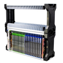 ADZ Universal Game Holder – 46 Game Storage Tower Rack for PS2 PS3 PS4 PS5 PSP Xbox 360 Xbox One Series X Wii Switch Games DVD and Blu-Ray Disks. In