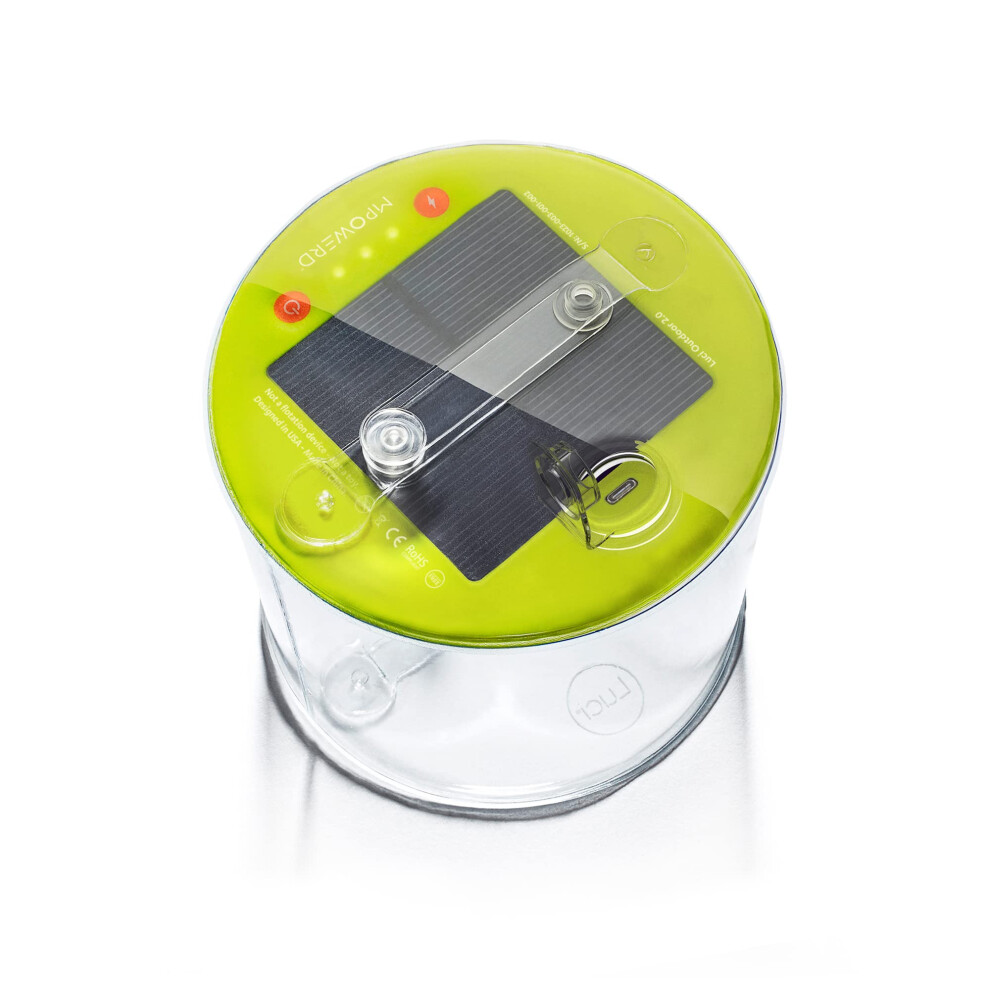 Biolite Mpowerd Luci Outdoor 2.0: Solar Inflatable Lantern Rechargeable Via Solar Or Usb-C, 75 Lumens, Clear Finish + Cool Leds, Lasts Up To 24 Hrs, Waterpro