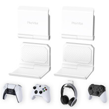 PlayVital 4 Set FOLD Controller Wall Mount for ps5/4, Gaming Headset Stand, Foldable Wall Stand for Xbox Series X/S, Switch Pro, Wall Holder for Xbox