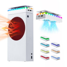 Mcbazel Xbox Series S Cooling Fan and Dust Cover, Dual Cooling System with 7 RGB Light Effects, 4000/4300/4500 RPM, USB Data Transfer and Charging Po