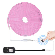 HEGEHE Dimmable LED Neon Light Strip Kit, 5m Pink Neon Rope Light + ITOUCH Dimmer Switch + 12V DC Power Supply, Flexible and Waterproof for Home DIY