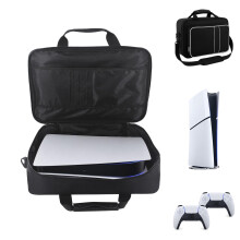 Vetin Carry Case Compatible with PS5, PLA Material Travel Bag for Console & Accessories, Protective Storage Pouch for Home Use and On-the-Go (Black)