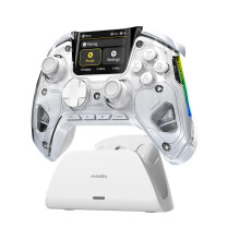 ManbaOne Interactive Screen Wireless Gaming Controller for PC/Switch/Switch 2/iOS/Android,Gamepad with Hall Effect Stick & Trigger,RGB Lighting,Remap