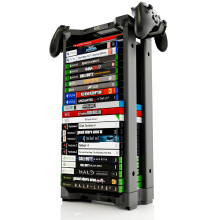 ADZ Universal Game Holder – 23 Game Storage Tower Rack for PS2 PS3 PS4 PS5 PSP Xbox 360 Xbox One Series X Wii Switch Games DVD and Blu-Ray Disks. In