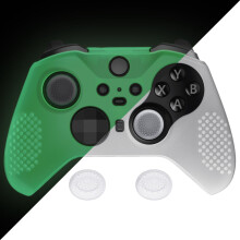 eXtremeRate PlayVital Glow in Dark - Green Soft Anti-Slip Silicone Cover Skins for Xbox One Elite Controller Series 2, Custom Protective Case for Xbo