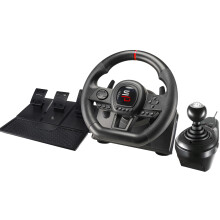 Subsonic - Superdrive GS650X Steering Wheel with Manual Shifter, 3 Pedals, and Paddle Shifters. Racing Wheel for Xbox Series X/S, PS4, Xbox One - Bla