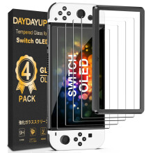 daydayup [4 Pack Tempered Glass Screen Protector Compatible with Nintendo Switch OLED Model 2021 - with [Alignment Frame] Transparent HD Clear Screen