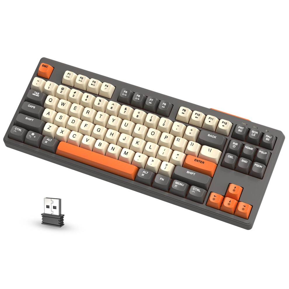 Attack Shark M87 80% Wireless Gaming Keyboard, 87 Keys Tkl Led Rechargeable Mechanical Feeling Sa Pbt Keyboard For Mac/Win, Bluetooth 5.0/2.4Ghz Dual 5005908939204