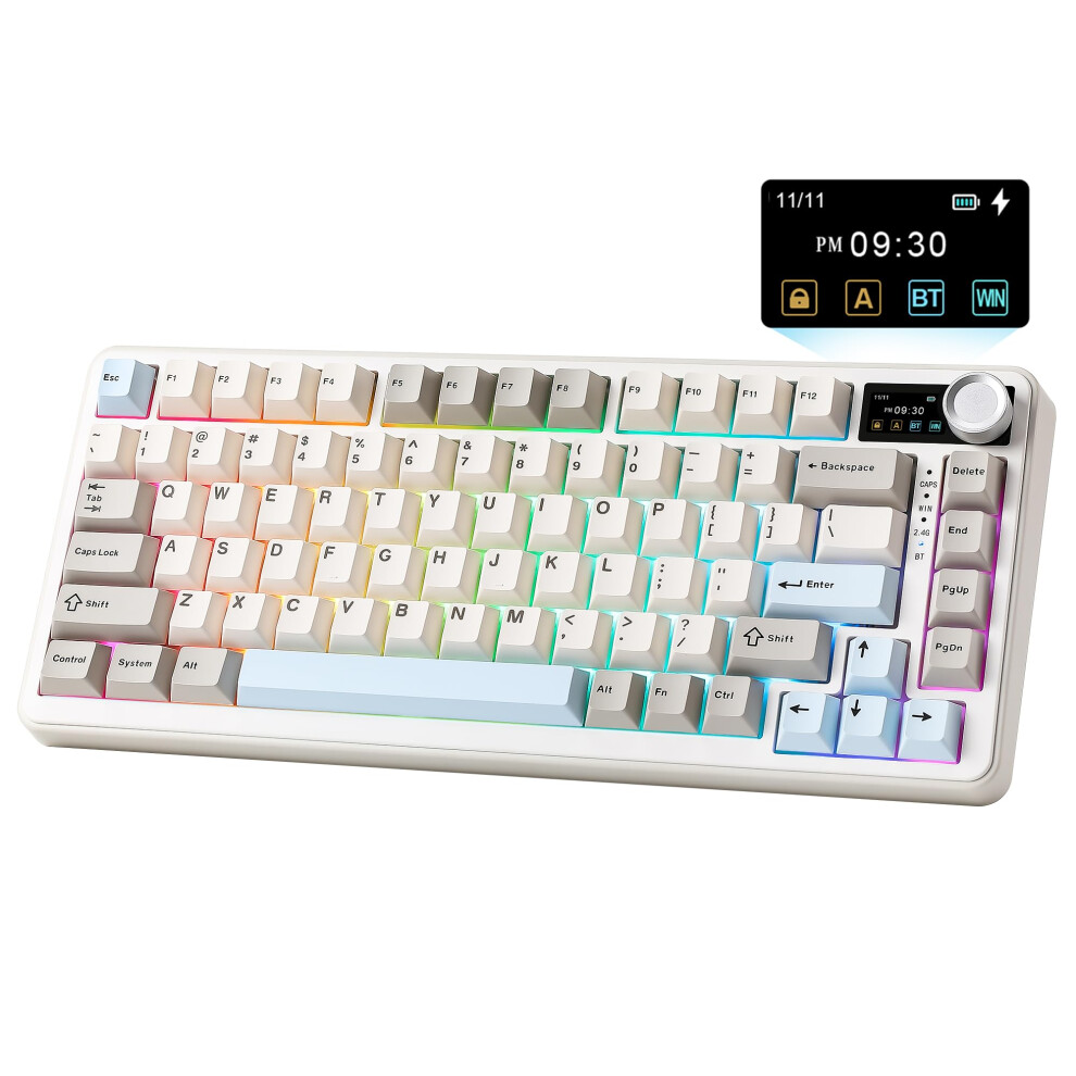 Yunzii B75 Pro Max Qmk/Via Wireless Mechanical Keyboard,75% Layout Whit Screen And Knob, Custom Hot Swap Gasket Structure, Creamy Pre-Lubed Switches, 5000361163296