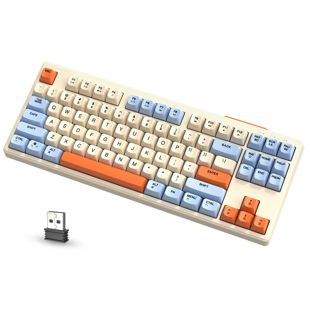 Attack Shark M87 80% Wireless Gaming Keyboard, 87 Keys Tkl Led Rechargeable Mechanical Feeling Sa Pbt Keyboard For Mac/Win, Bluetooth 5.0/2.4Ghz Dual 5000619616109