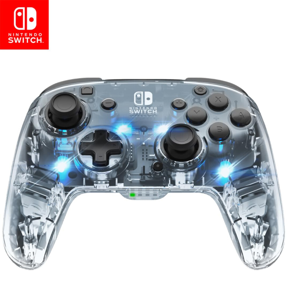 Pdp Afterglow Led Wireless Deluxe Gaming Controller - Licensed By Nintendo For Switch And Oled - Rgb Hue Color Lights - See Through Gamepad Controlle 5000208363858