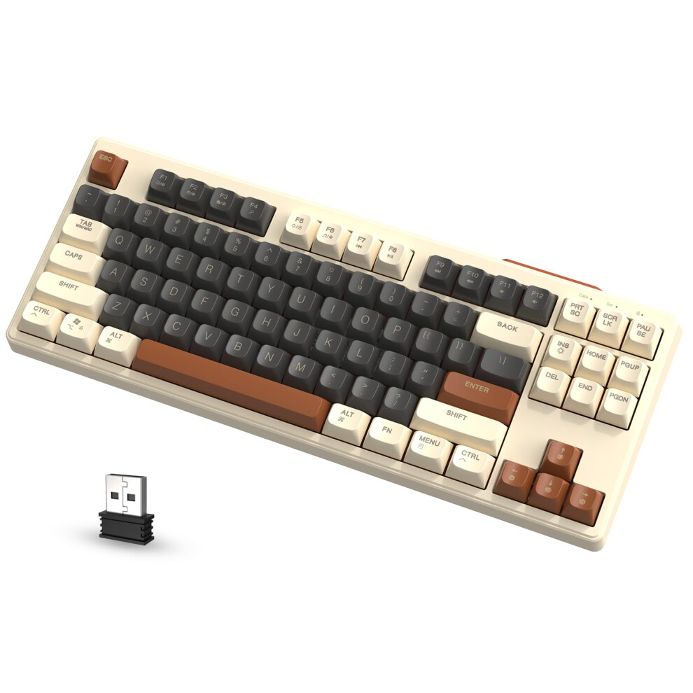 Attack Shark Freewolf M87 80% Wireless Gaming Keyboard, 87 Keys Tkl Led Mechanical Feeling Sa Pbt Keyboard Bluetooth 5.0/2.4Ghz Dual Mode With 4000Ma 5004493305739