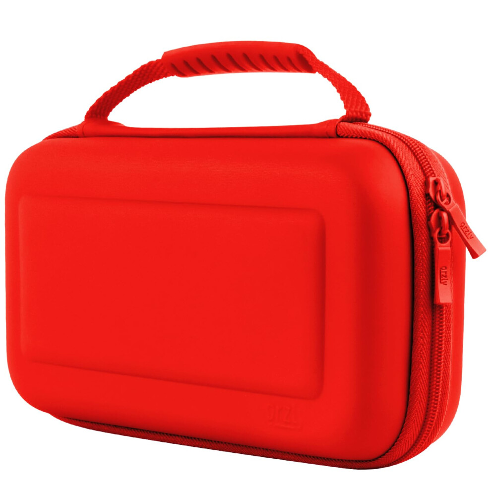 Orzly Carrying Case For Nintendo Switch Oled And Switch Console - Protective Hard Portable Travel Case Shell Pouch For Nintendo Switch Console & Red 5005665552333