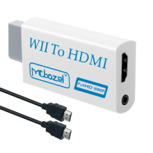 Mcbazel Wii to HDMI Adapter with 1.5m HDMI Cable, Supports All Wii Display Modes, Includes 3.5mm Audio Output, Wii HDMI Adapter for Smart TV, Wii to