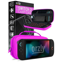 Orzly Carry Case for Nintendo Switch 2 2025 Console 7.9 inch Screen Protection Hard Case with Smart Storage for Accessories and Games Pockets Gift Bo