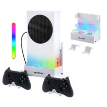 Wall Mount Bracket with RGB Cooling Stand Compatible with Xbox Series S Console,Mcbazel Xbox Series S Wall Mount With Dual Cooling Fan with 2 Hook-Wh